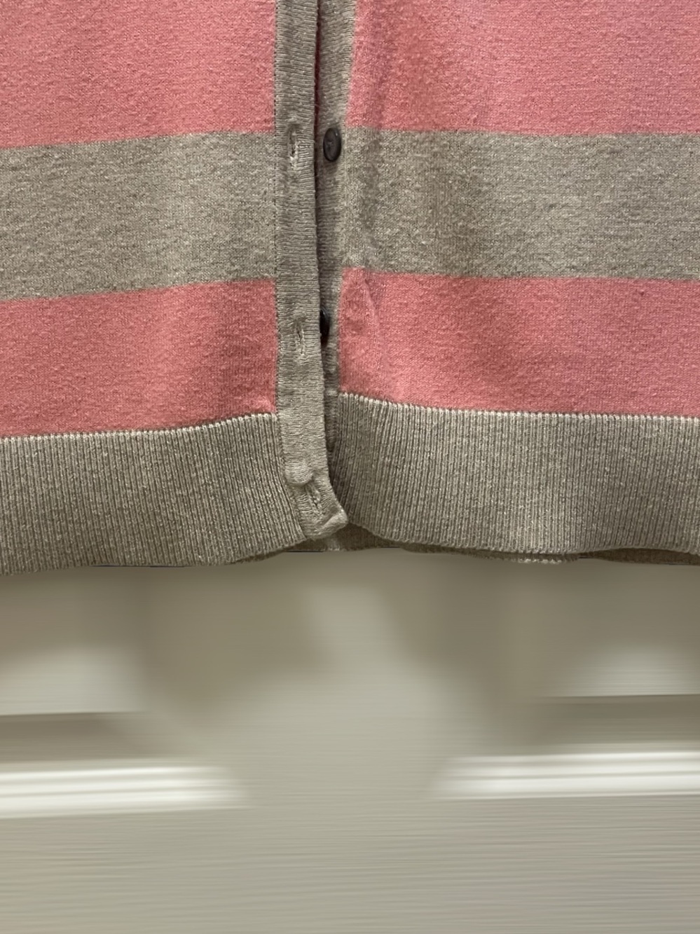 Merona Pink and Gray/Beige Striped V-Neck Button Cardigan - Picture 7 of 12